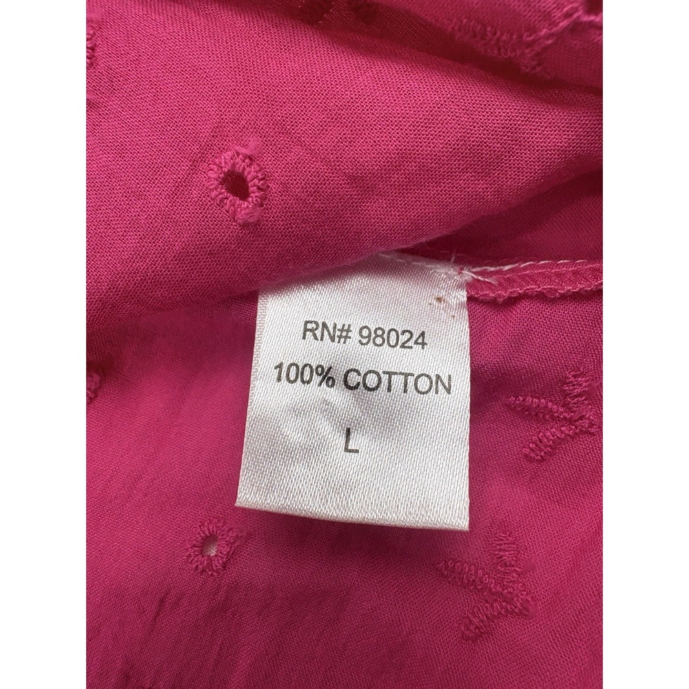 NWT House of Harlow 1960 Puff Sleeves Cotton Blouse, Pink, Women's Large - Picture 12 of 14